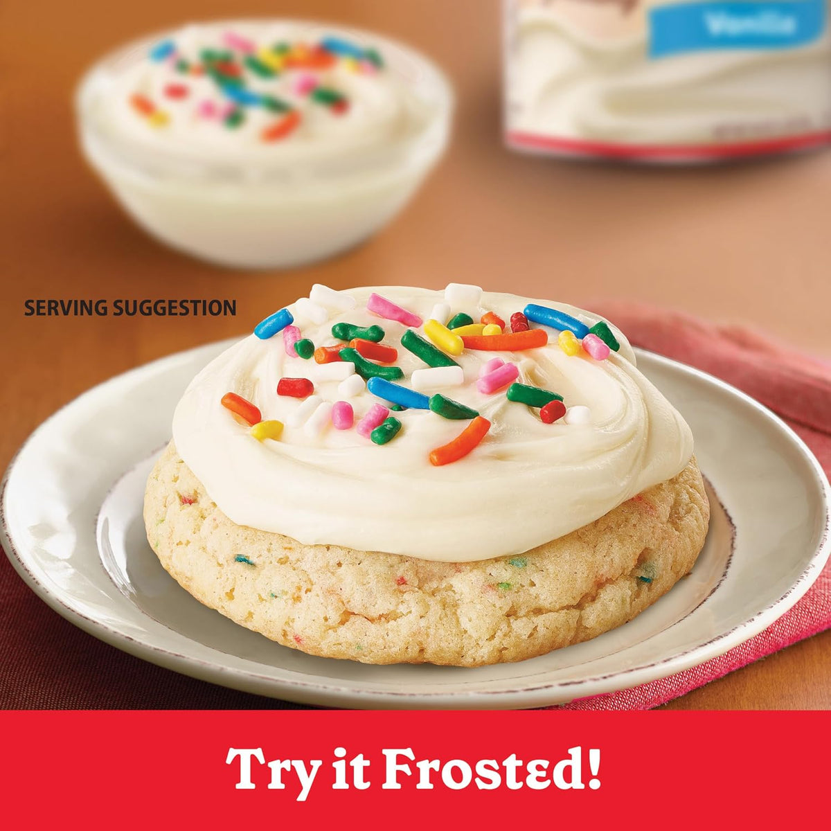 produces soft-baked cookies that can be served plain or decorated with frosting and rainbow sprinkles