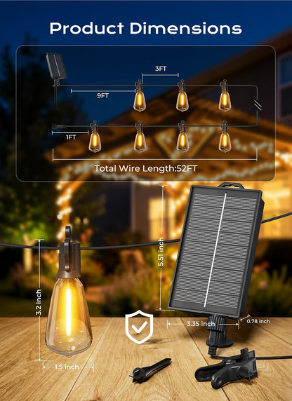 Brightown Solar String Lights - Outdoor Patio and Garden Lighting, Cord-Free Illumination for Backyard Dinners and Camping