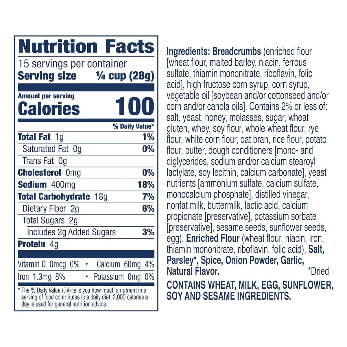 Progresso Parmesan Bread Crumbs, One Simple Ingredient for Multiple Dishes, 15 oz