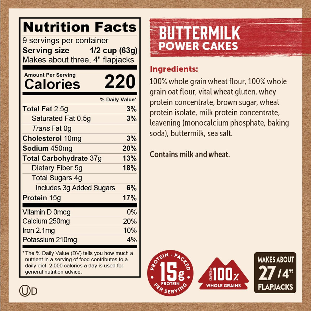 provides 14 g of protein per serving, increasing to 18 g with milk or 21 g with milk and egg