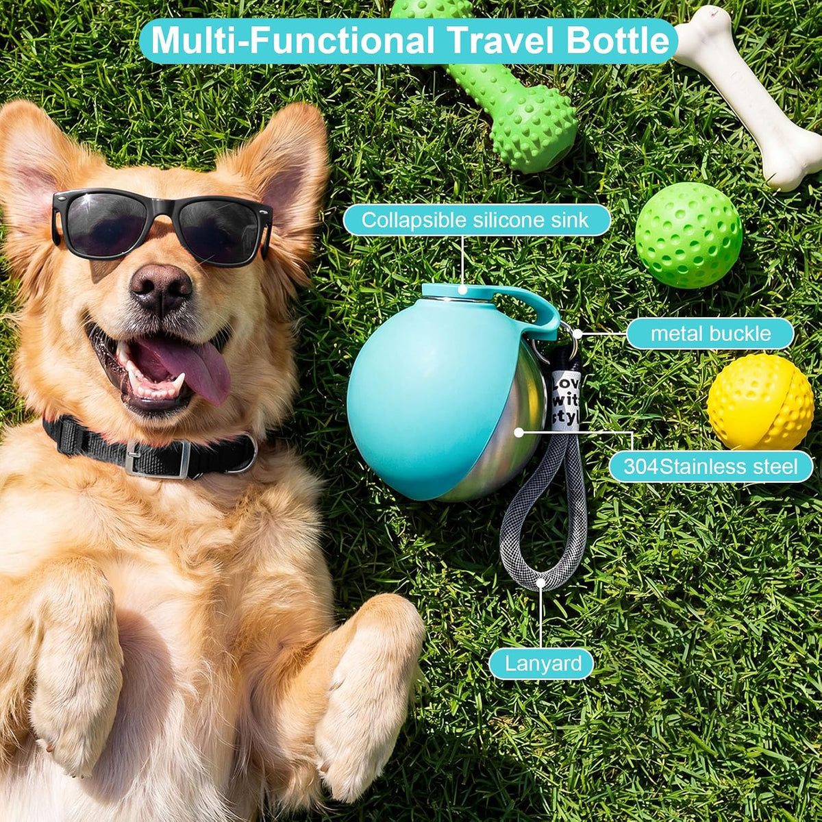pull-up flexible silicone collar that forms an integrated drinking bowl