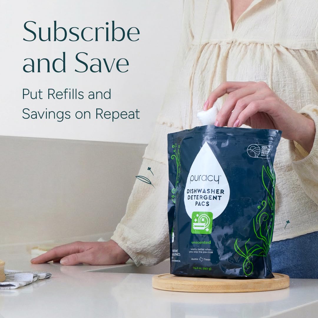 Puracy Dishwasher Pods – Fragrance-Free Dish Tabs for Safer, Cleaner Dishwashing