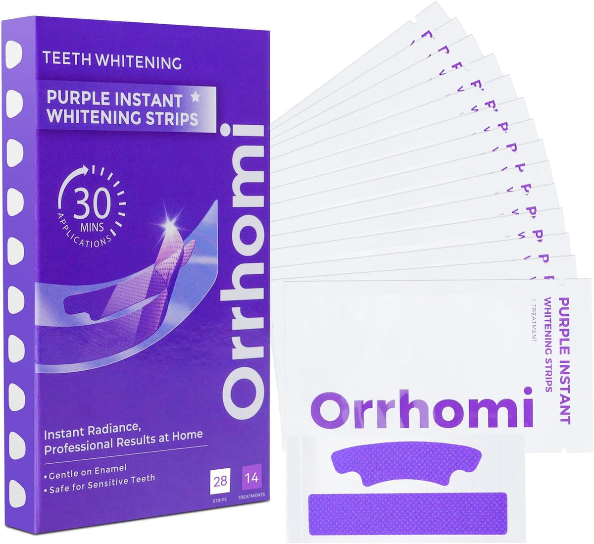 PURIGENEX Purple Whitening Strips – Streamlined Travel-Friendly Whitening for Minimalist Vanity Setups