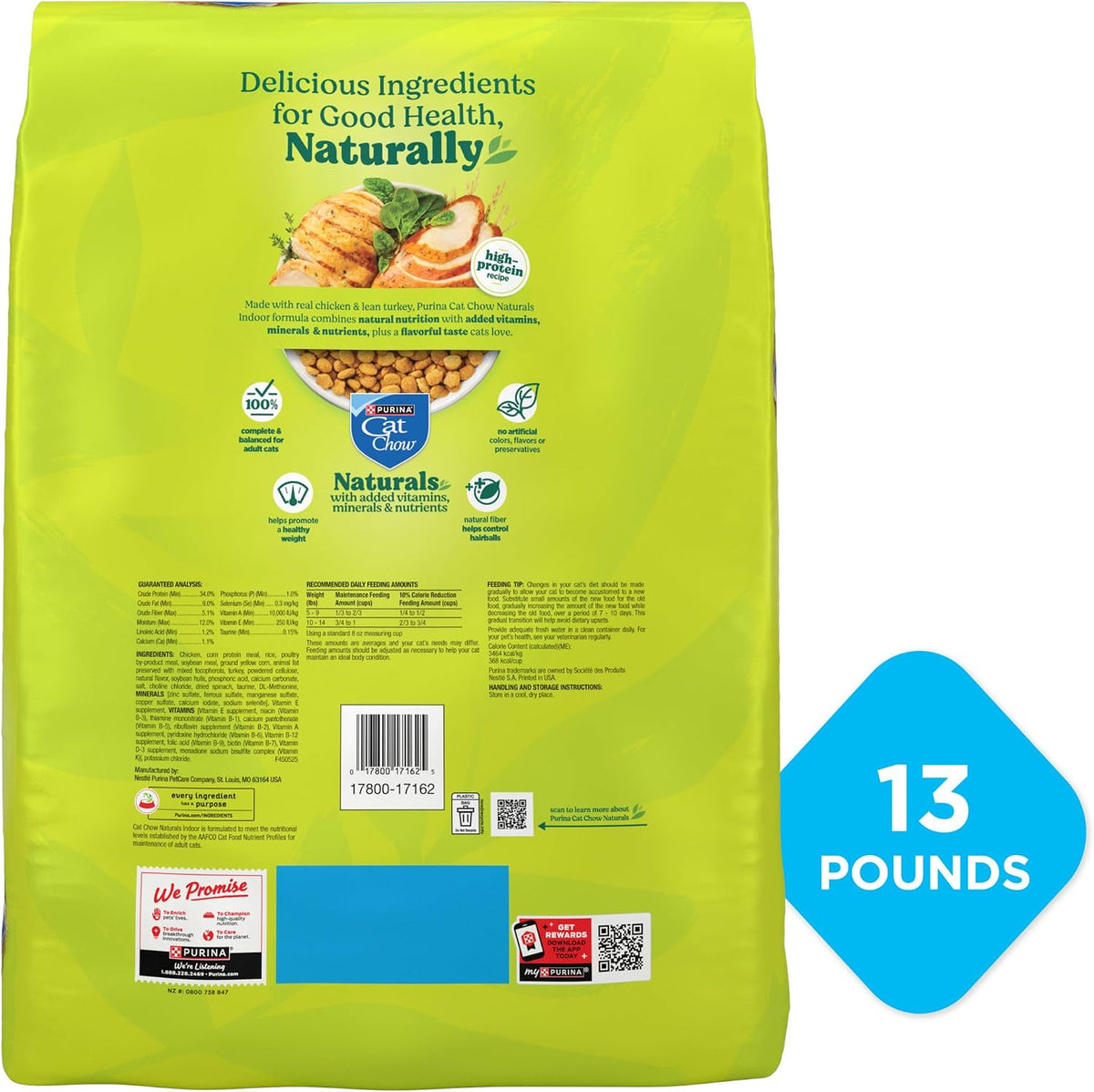 Purina Cat Chow Naturals Indoor Dry Cat Food – Safe, Natural Ingredients for Multi-Cat Homes with Kids