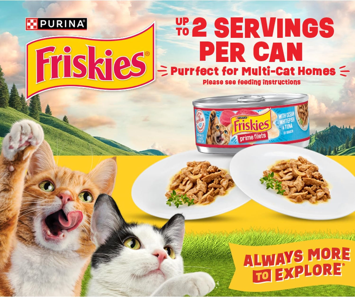 Purina Friskies Pate Wet Cat Food Variety, Seafood & Chicken – Purina U.S. Quality-Checked Cans for Trusted Foster Care Feeding (48) 5.5 oz Cans