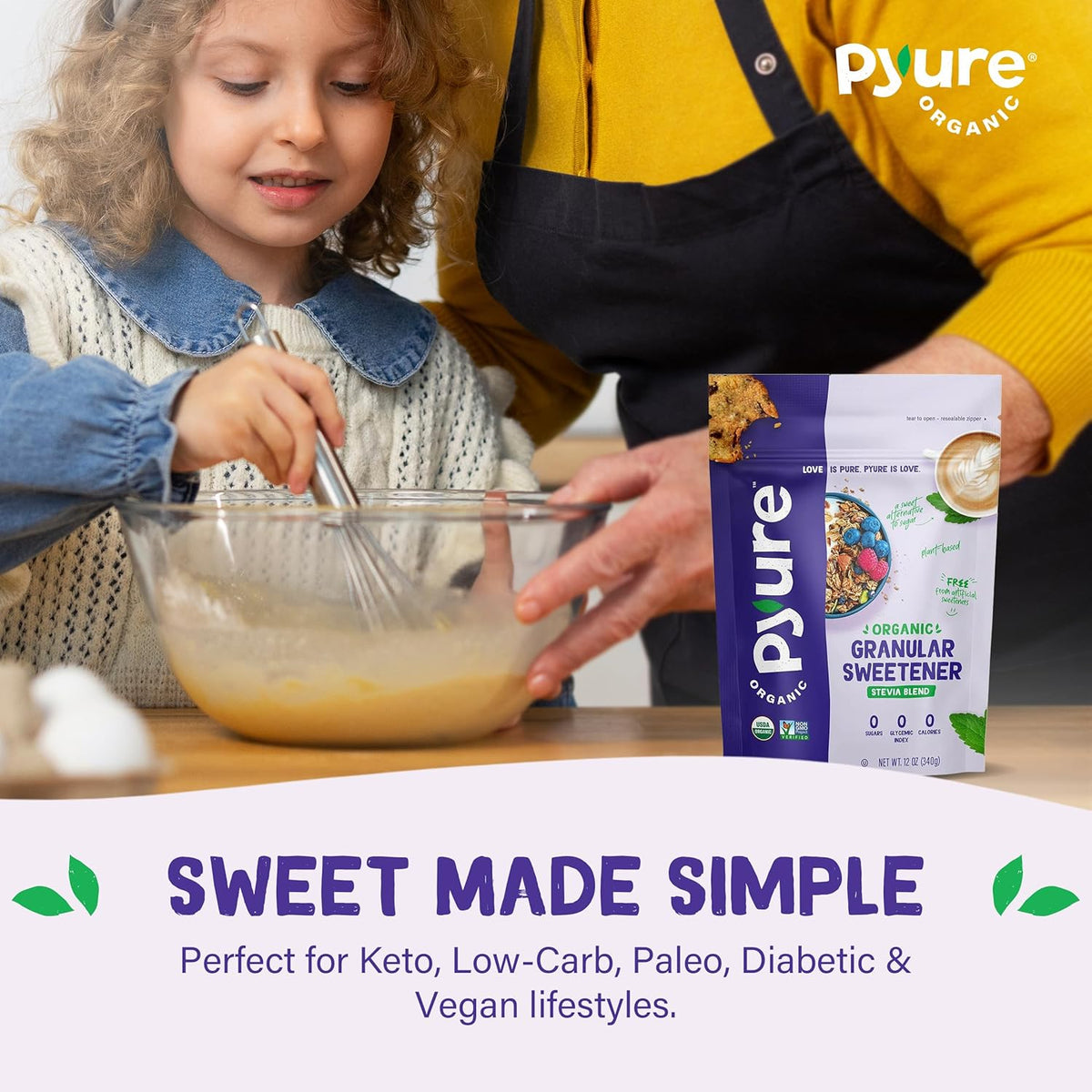 Pyure Organic Stevia Blend – Allergen-Friendly Sugar Alternative for Sensitive Family Members