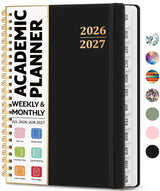 Family Academic Planner 2026-2027 - Parent and Teen Shared Weekly Schedule and Monthly Organizer, A5 Hardcover with Tabs, July 2026 - June 2027 - Black