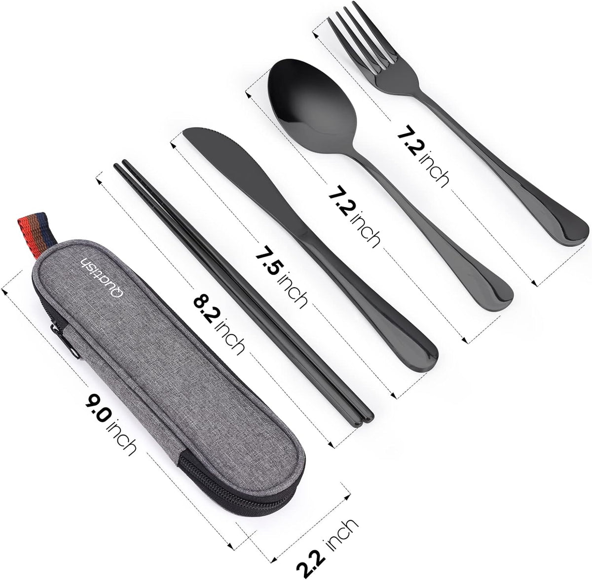 Quatish Travel Cutlery Set with Case – Meaningful Sustainable Gift for Valentine's Day, Graduation, and Office Secret Santa