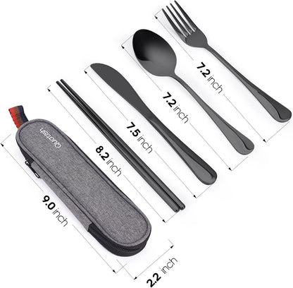 Quatish Travel Cutlery Set with Case – Meaningful Sustainable Gift for Valentine's Day, Graduation, and Office Secret Santa