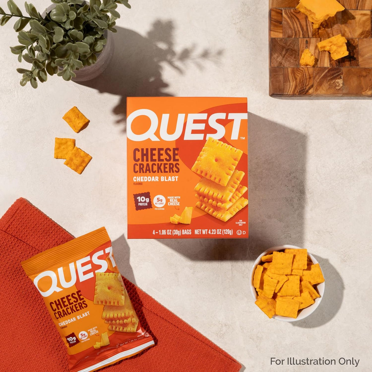 Quest Nutrition Cheese Crackers – Low-Carb Lunchbox Boost for Back-to-Back Schedules, Zesty Ranch 4-Count
