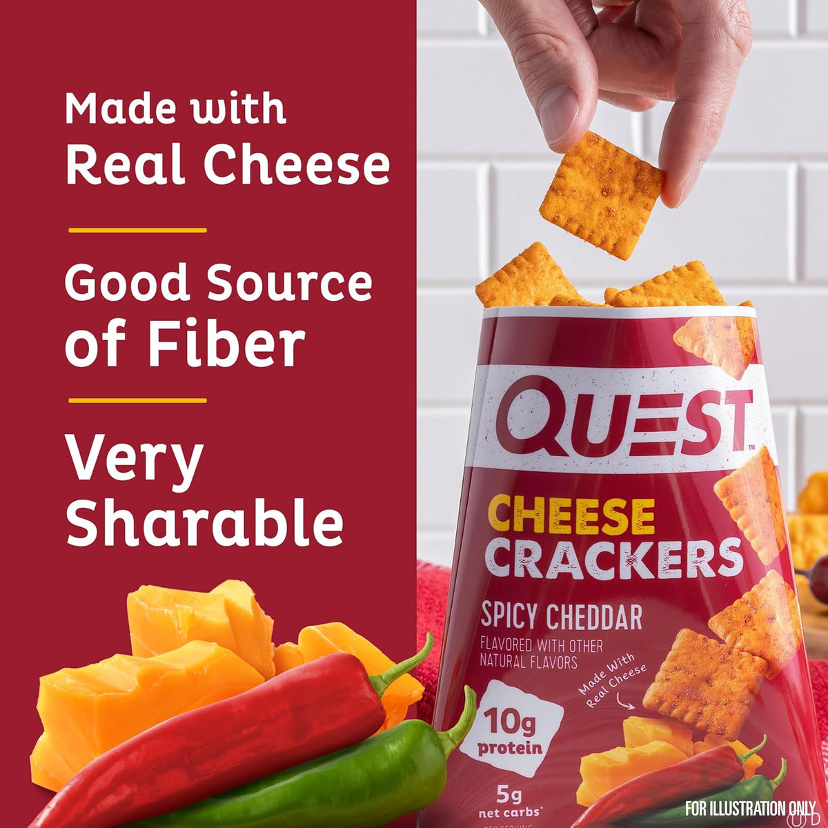 Quest Nutrition Cheese Crackers – Real Cheese Crunch for After-School Munchies, 10g Protein 4-Count
