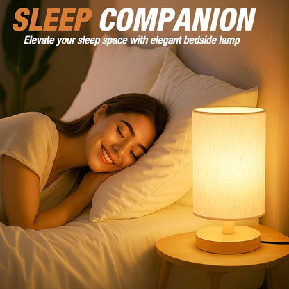 Quiet Design Table Lamp for Minimalist Home Office and Nightstand, Linen Flaxen Shade