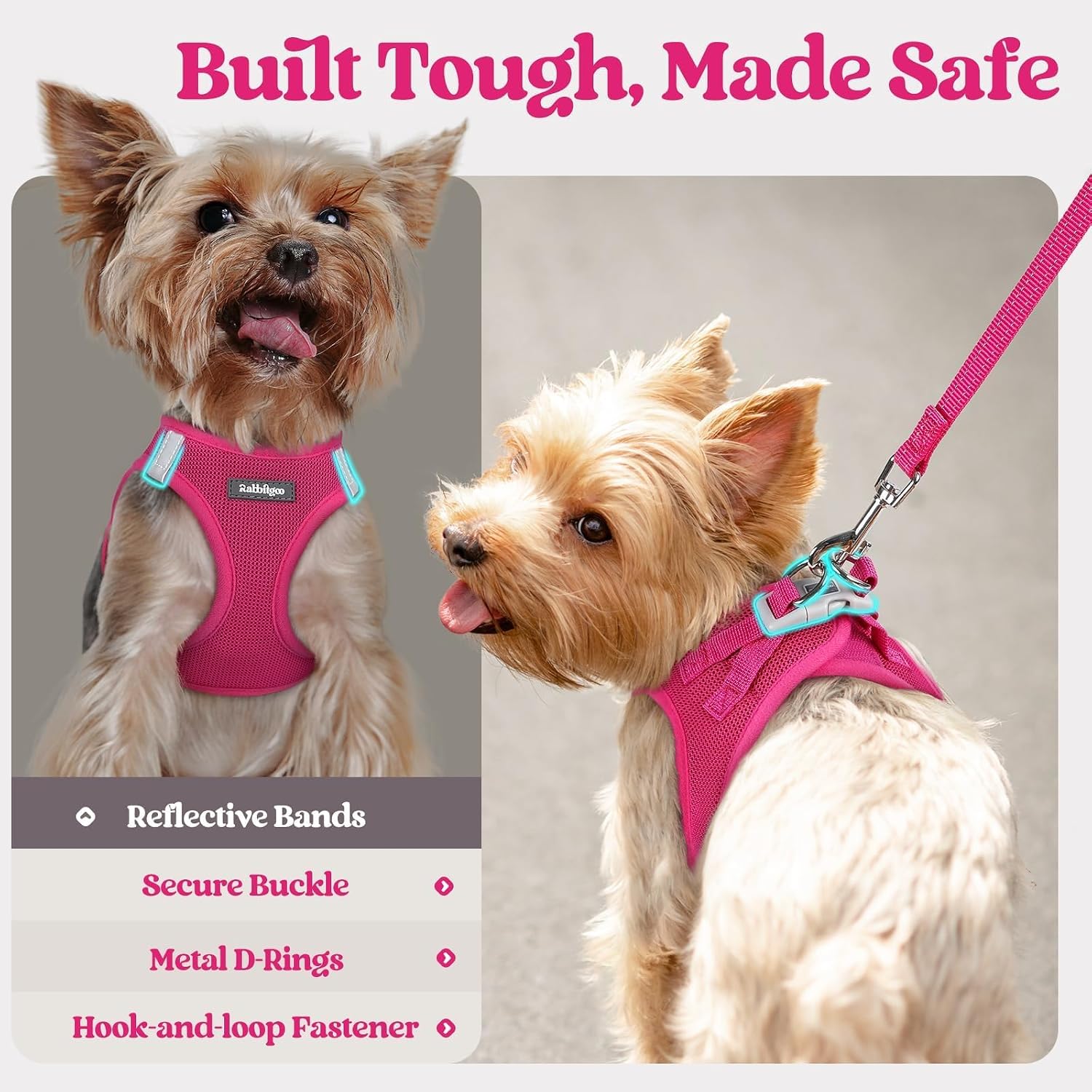 rabbitgoo Lightweight Toy Breed Harness Gift – Practical Pet Parent Present with Reflective Safety Bands, Seven Size Tiers From XXXS to XXL