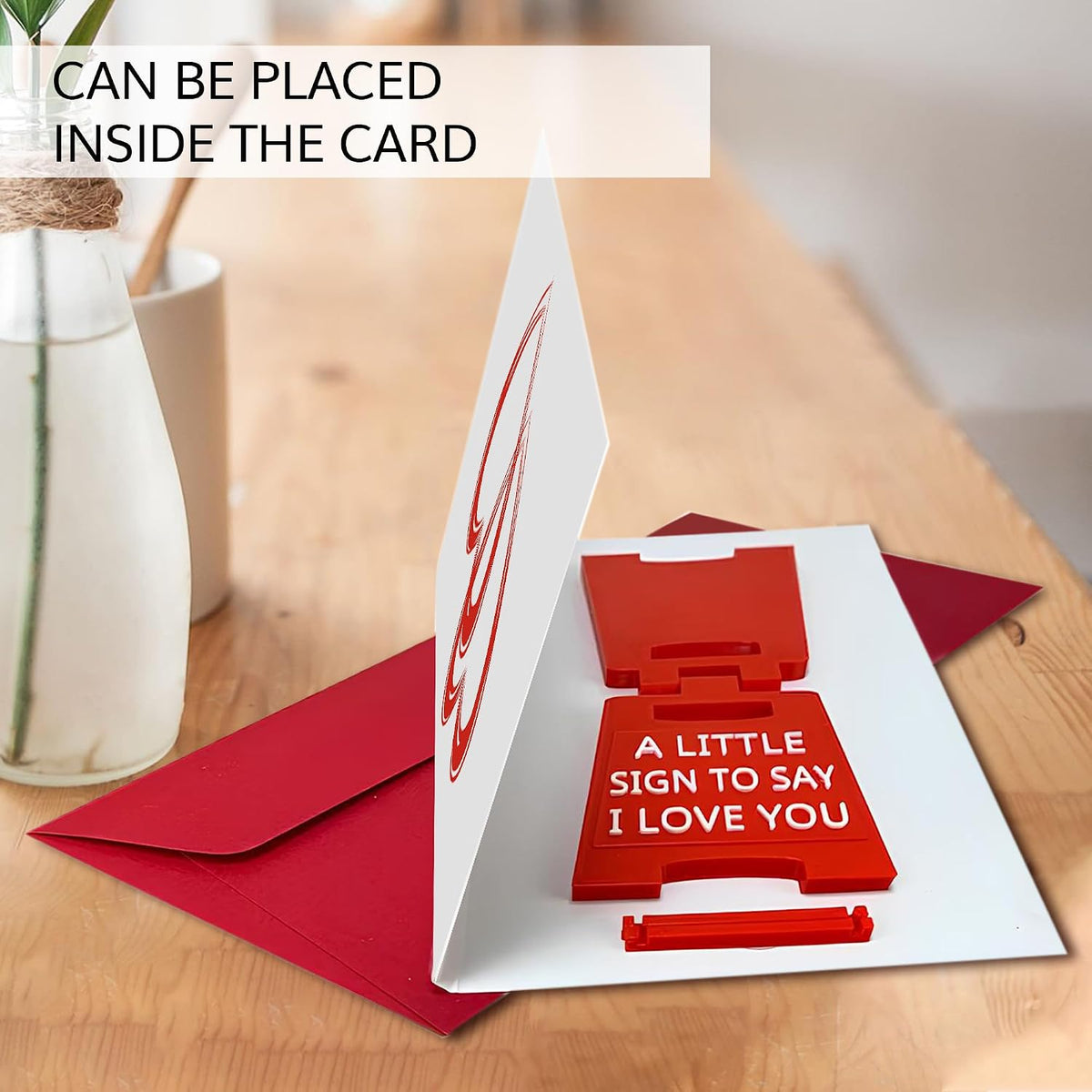 raised 3d text effect on pre-printed 'a little sign to say i love you' message