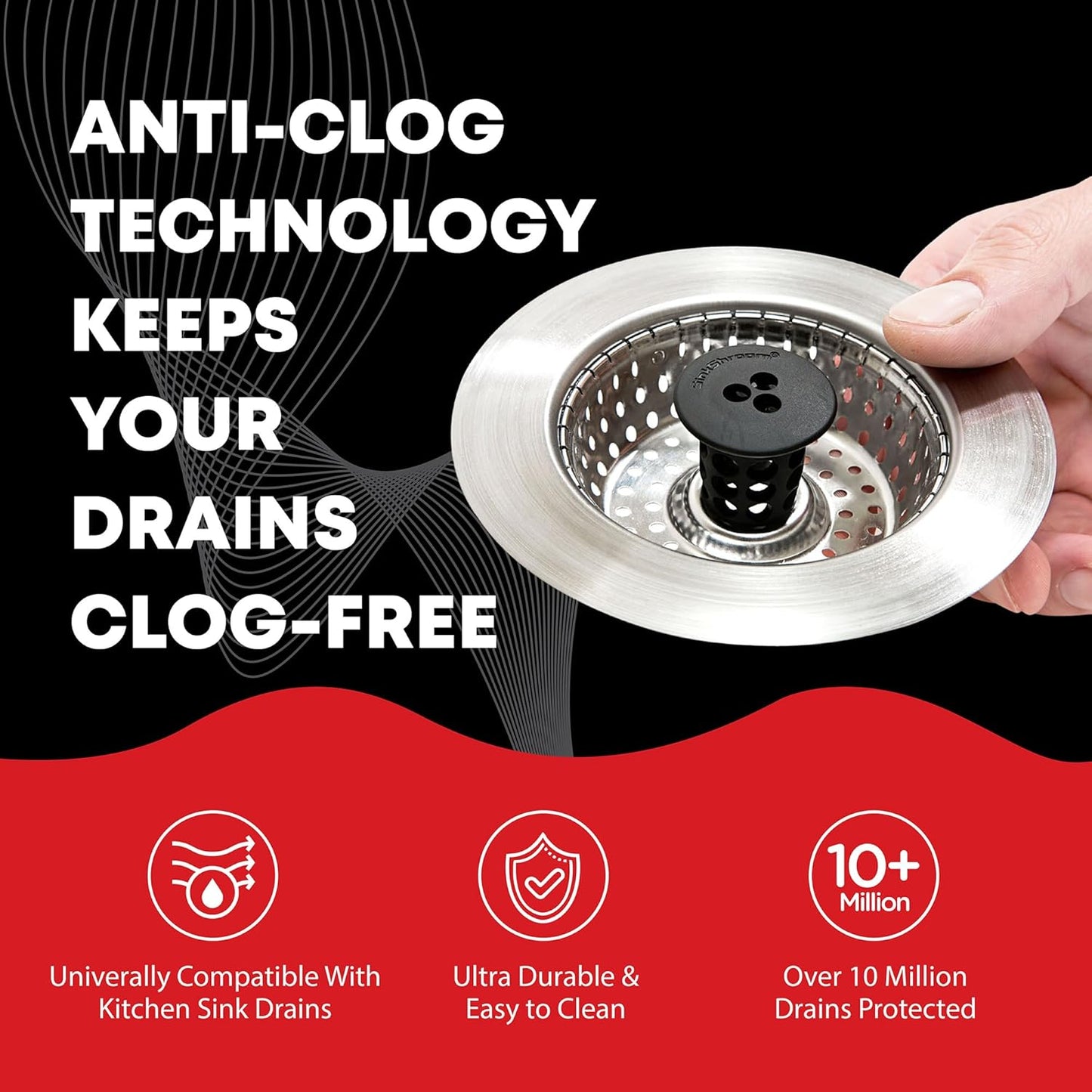 raised hollow center cylinder that prevents pots, dishes, and debris from sealing off the drain