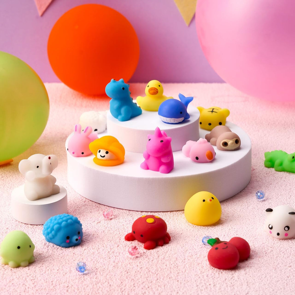 JOYIN Mochi Squishy Toys Set – Parent-Approved Quiet Toy for Homework Time and Travel, 25 Pack Soft Stretchy Mochi Squishies