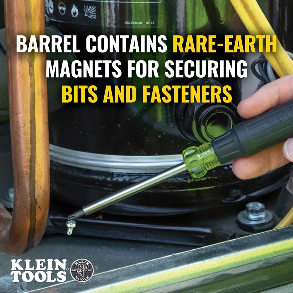rare-earth magnet in the barrel that holds both bits and fasteners securely