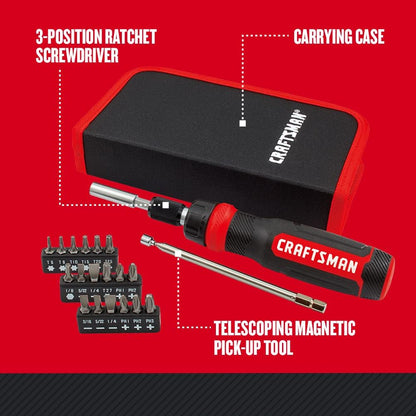 ratcheting screwdriver mechanism for faster, one-handed operation