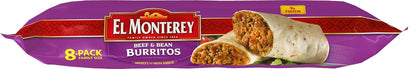 El Monterey Beef and Bean Burritos – Ready-to-Heat Lunch Between Tasks, 8 Ct