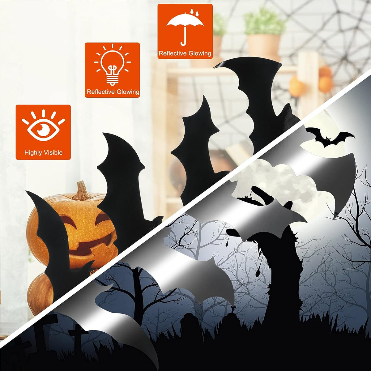 realistic bat silhouette with pointed ears and open wings
