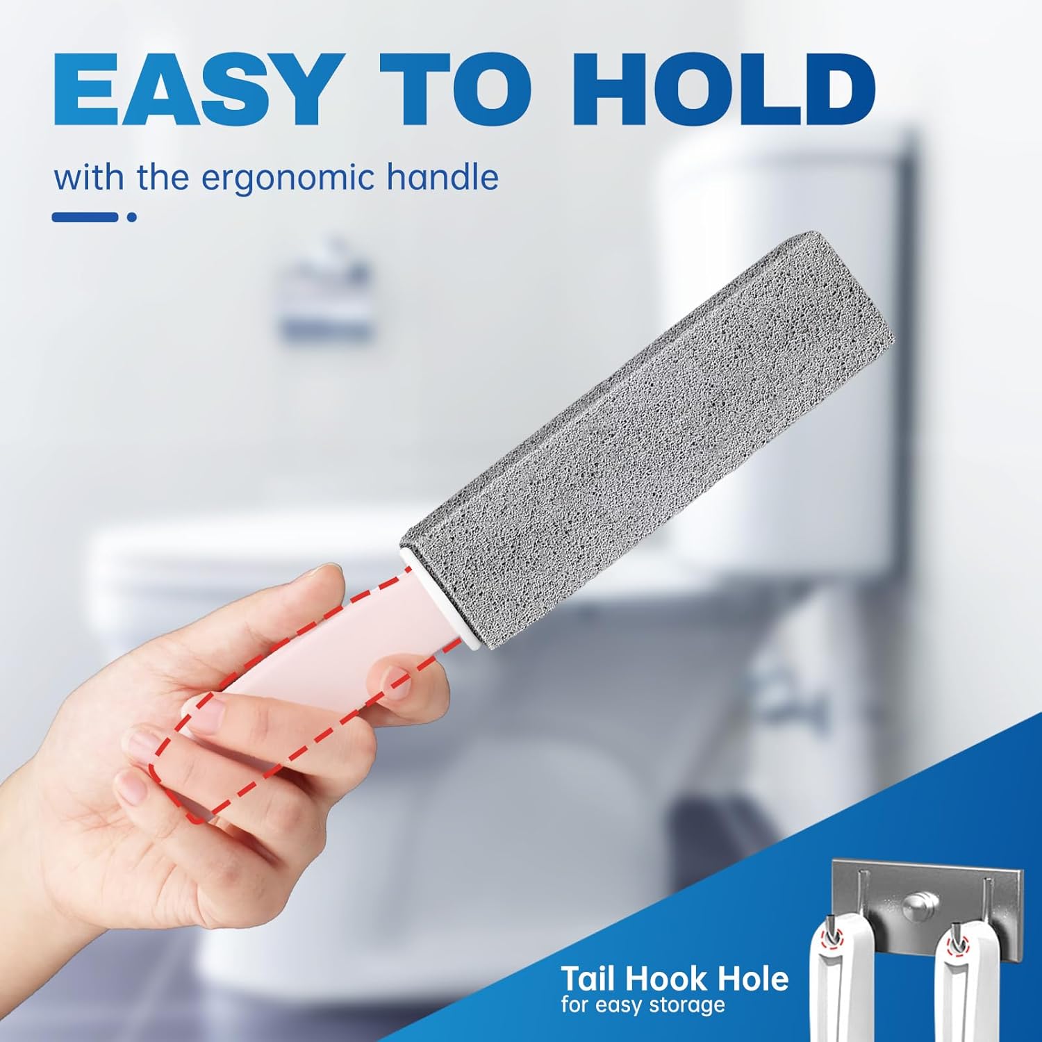 rectangular 1.97 x 1.97 inch cleaning surface designed to reach under toilet rims