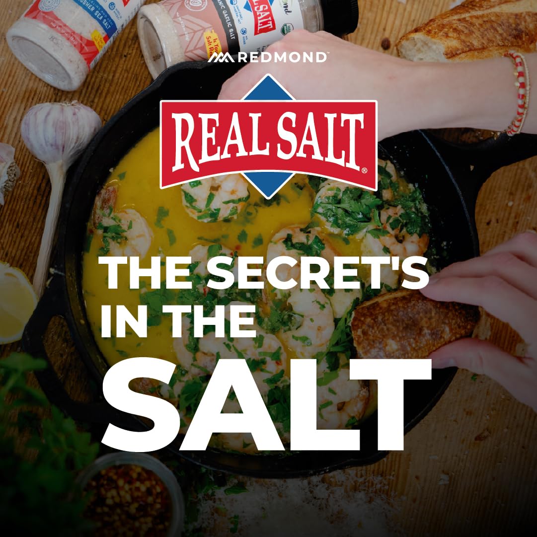 Redmond Real Sea Salt - Portable Unrefined Seasoning for Patio Grilling, 10 oz Shaker