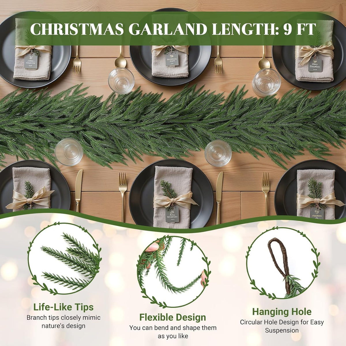 reinforced anti-shedding branch construction with flexible stems that hold custom shapes.