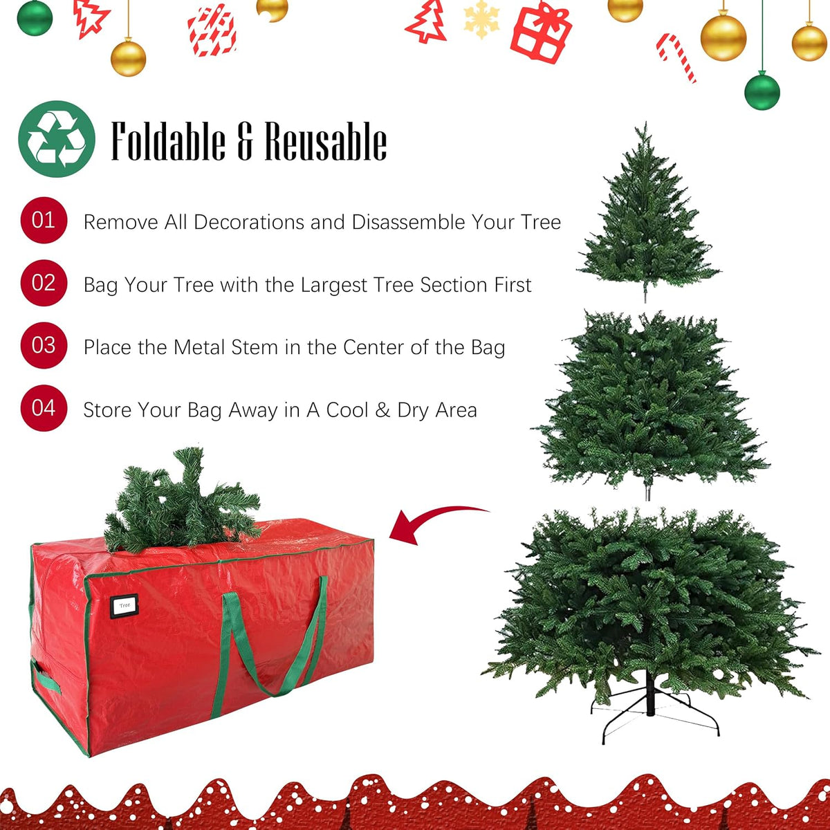 reinforced carrying handles rated to support the full loaded weight of the tree
