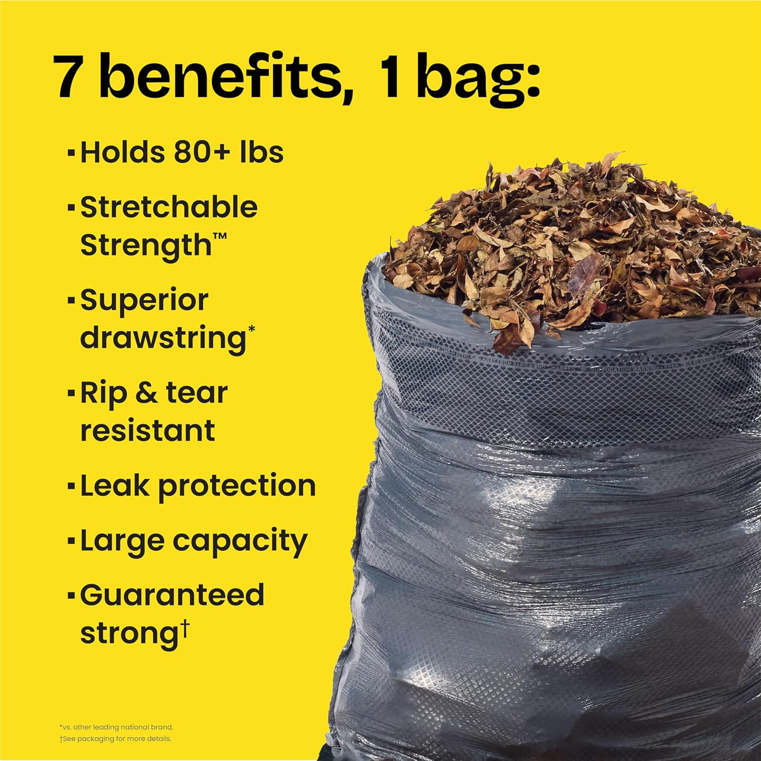 reinforced drawstring closure for easy tying, lifting, and carrying