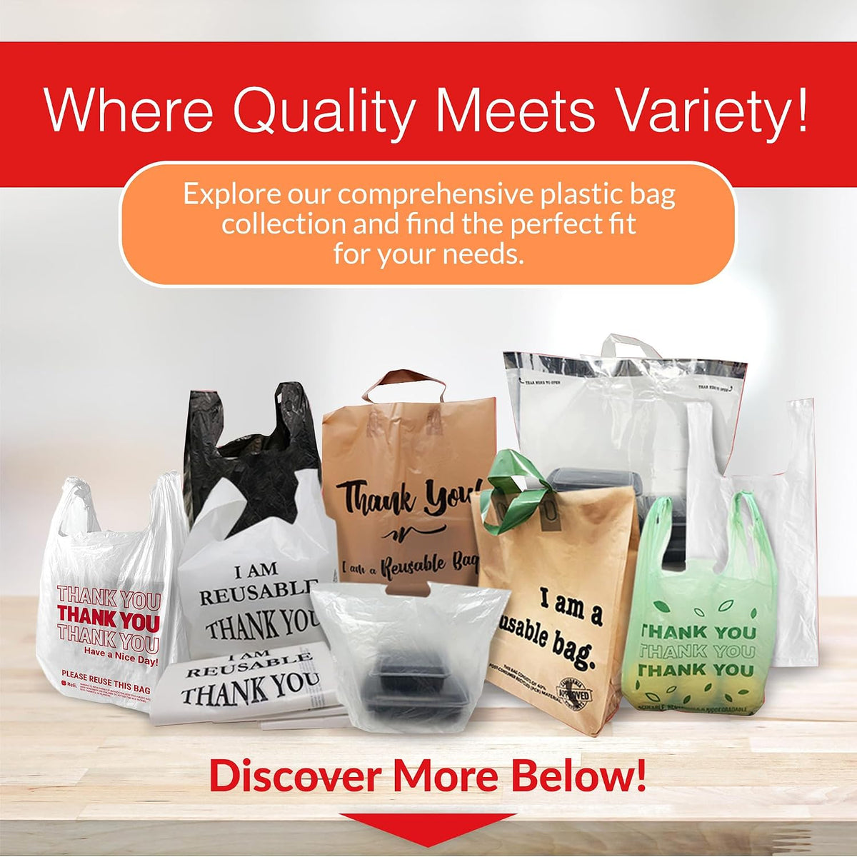Reli. Thank You Plastic Bags (350 Count) – Durable Take Out Bags for Food Trucks and Outdoor Festivals