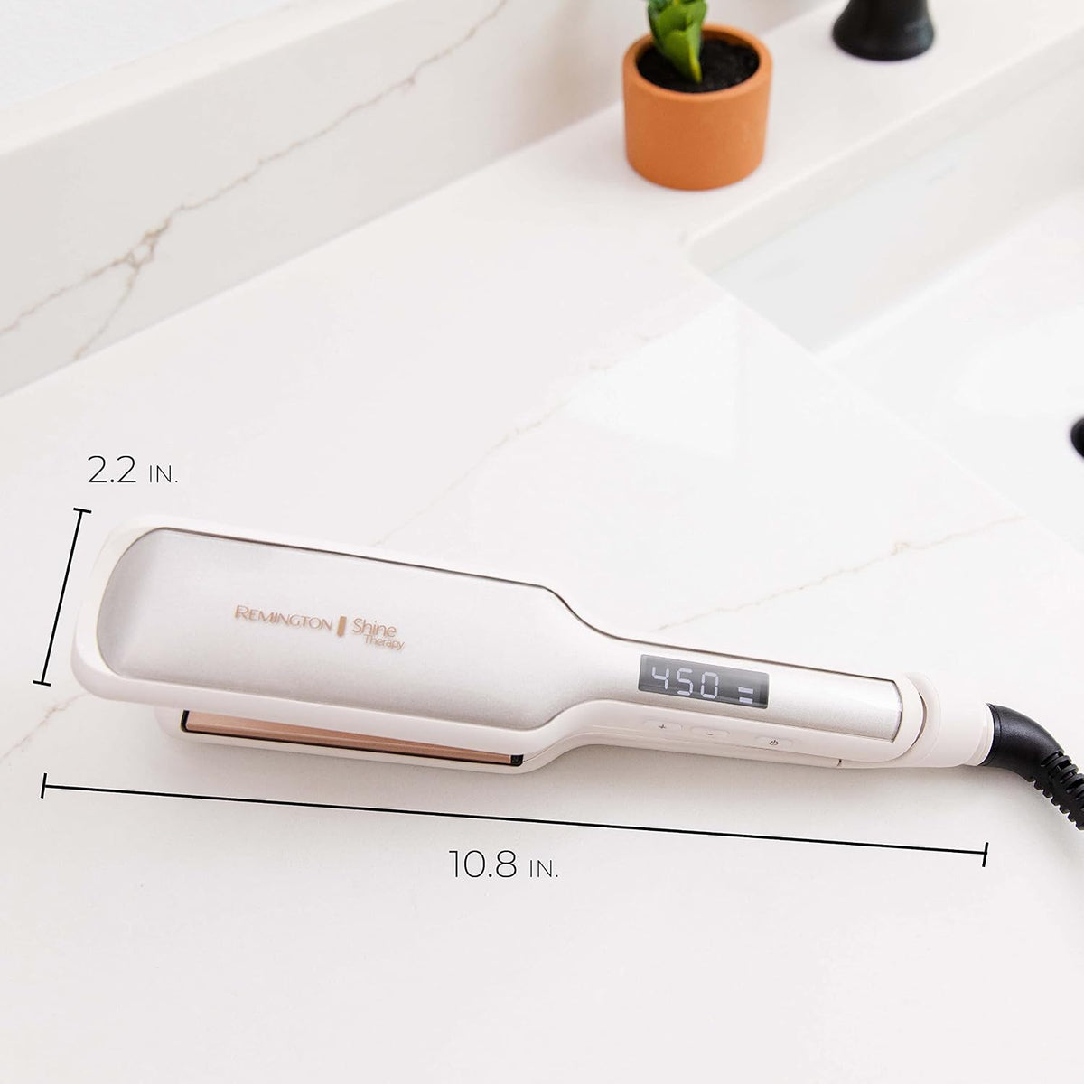 Remington Shine Therapy 2 Inch Ceramic Iron – Elegant Shine-Enhancing Straightener for the Vanity Counter