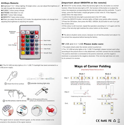 remote control for color, brightness, and scene mode adjustment