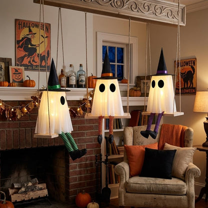 Lumirora Halloween Ghost Decor – No Fire Risk Battery LED Display for Porch, Mantel, and Yard