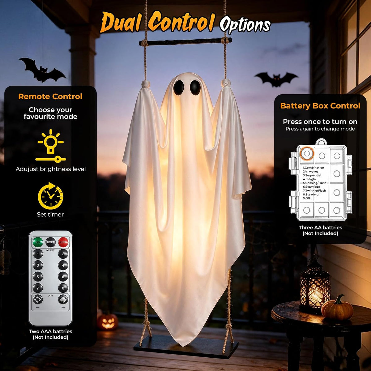 remote control (requires 2 aaa batteries, not included)