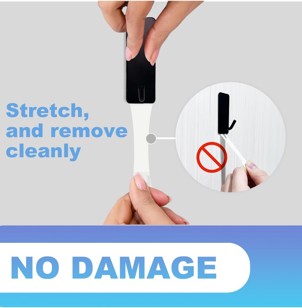 removable adhesive strips with no-damage removal