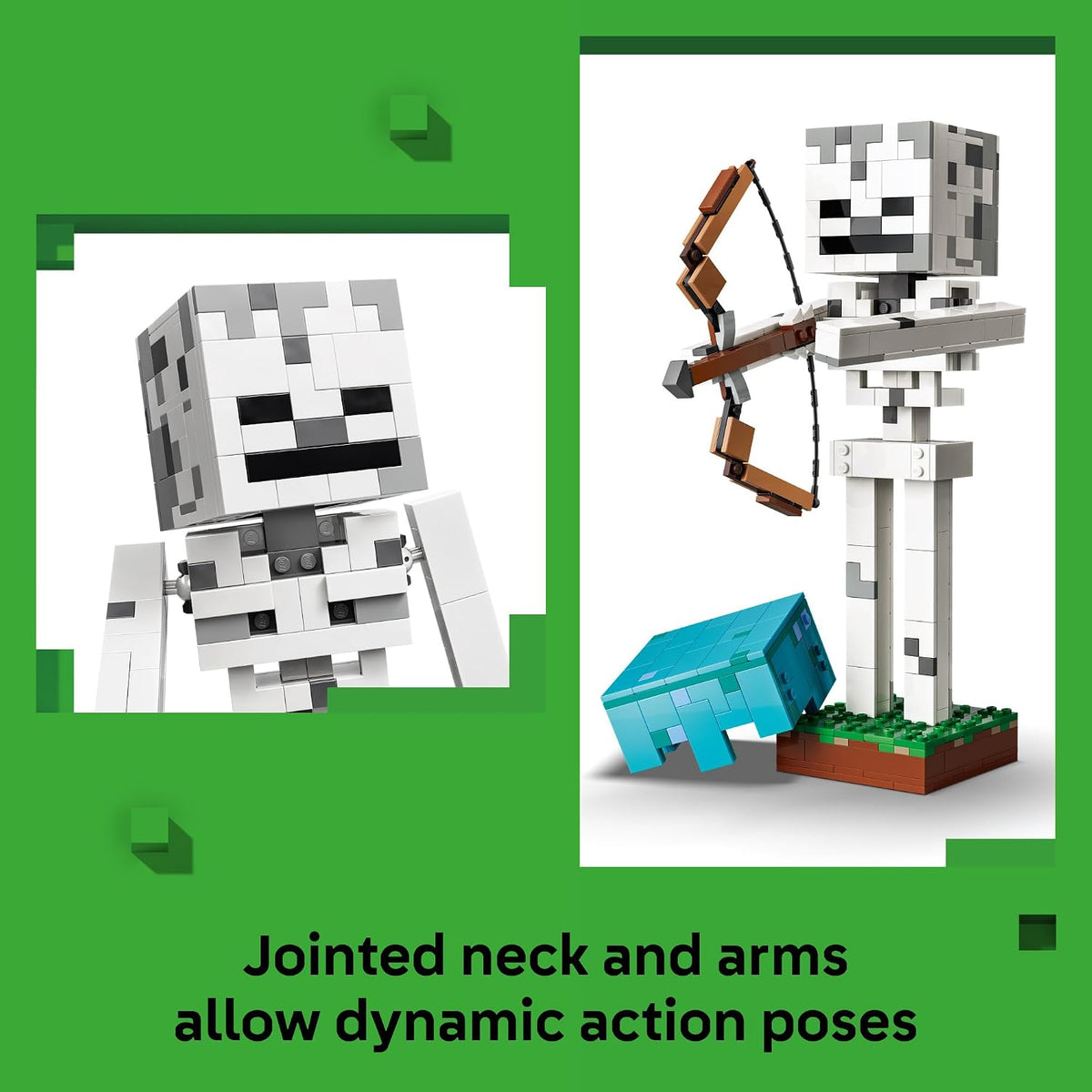 removable diamond helmet and brick-built bow and arrow accessories