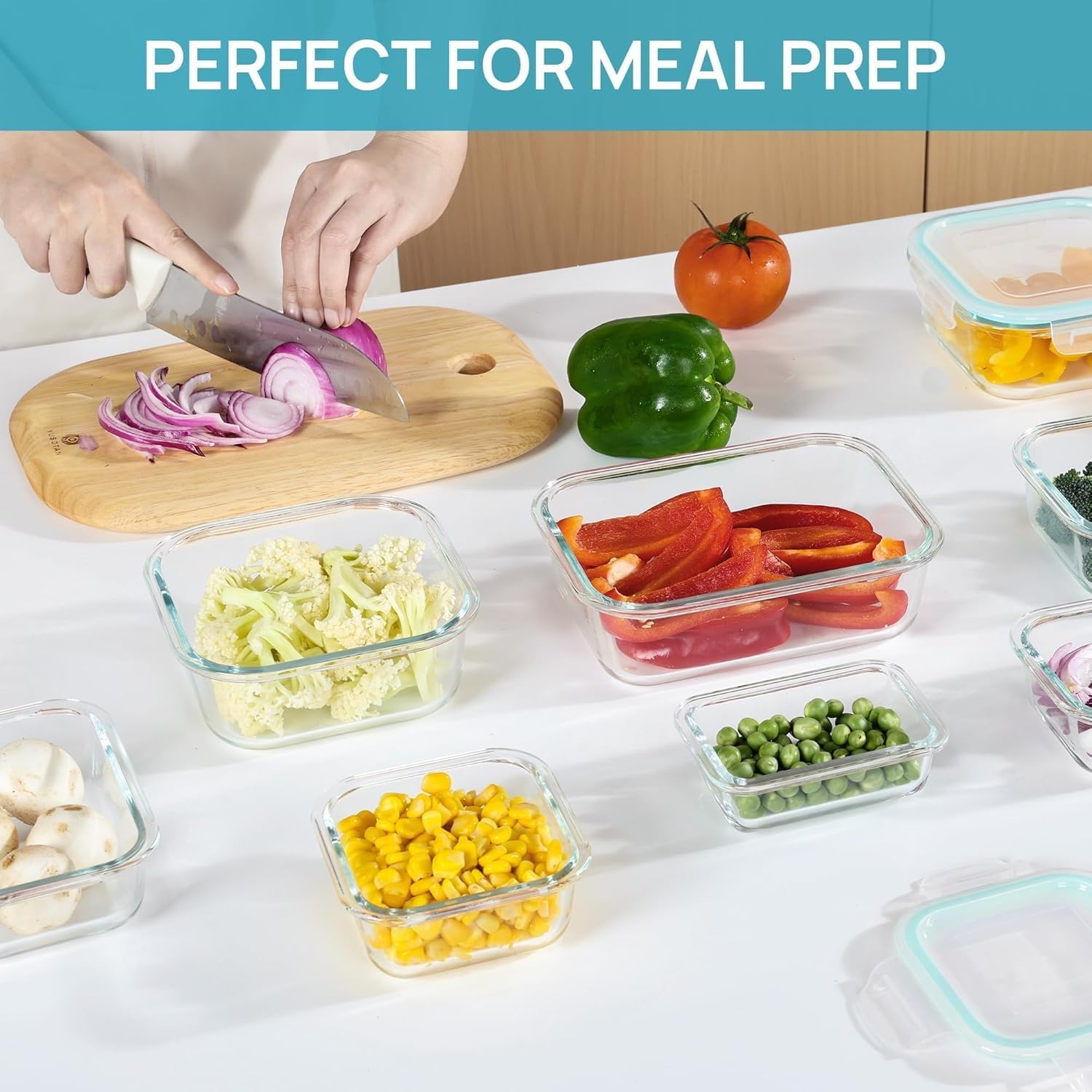 removable silicone gasket paired with 4-hinge snap-lock lids for airtight, leak-proof seal