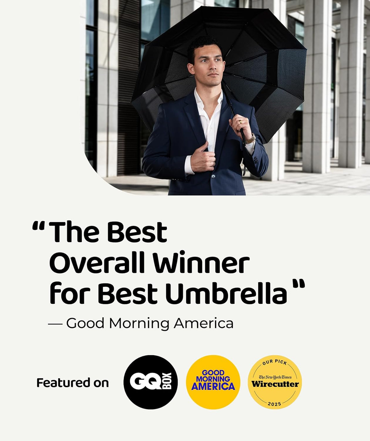 Repel Umbrella - Minimalist Compact Umbrella with Neutral Tones, Fits Flat in Work Tote and Car Door Pocket