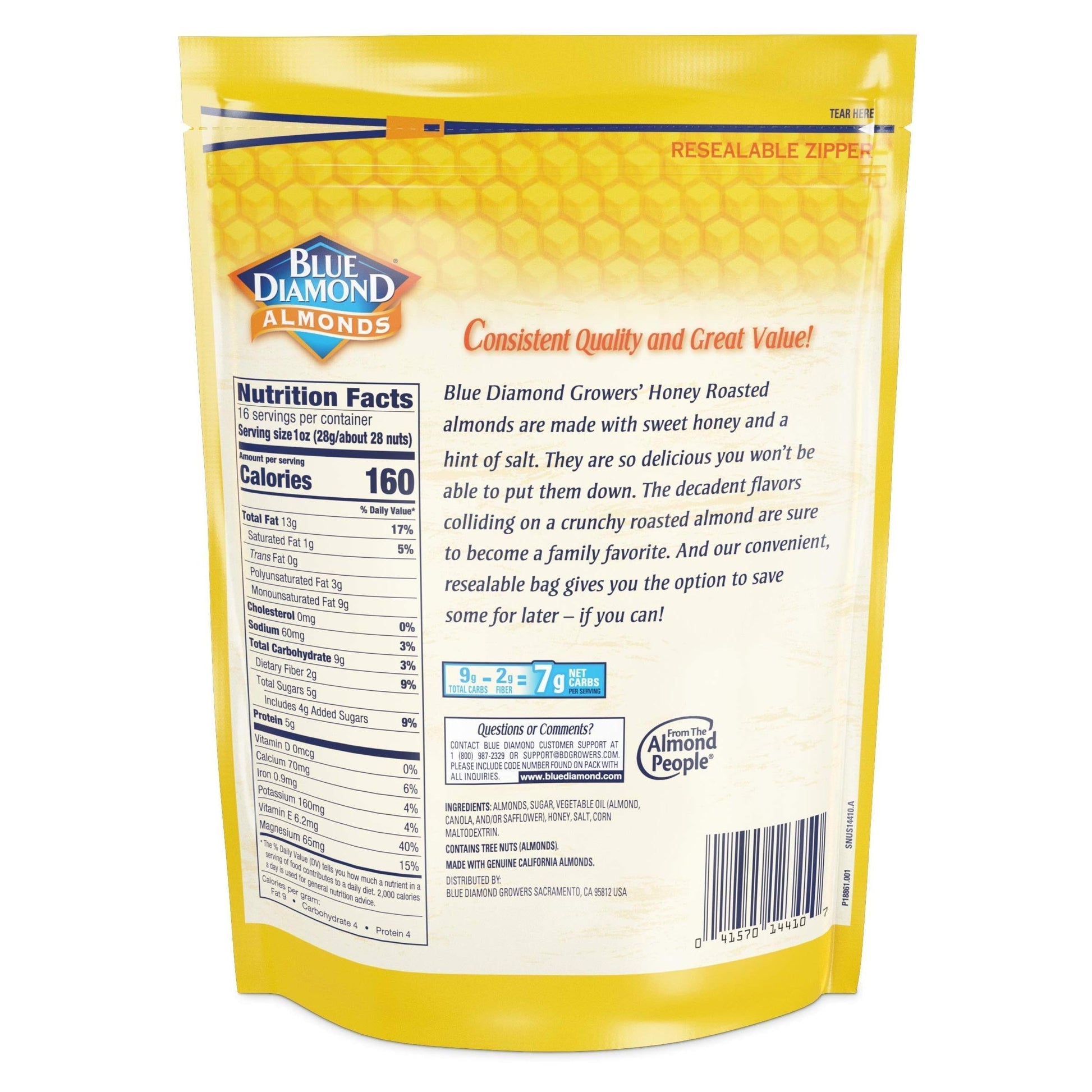 resealable 16-oz stand-up pouch for freshness and portability