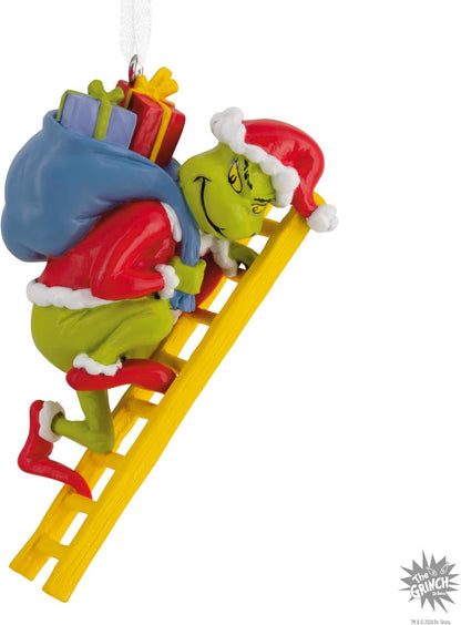 Hallmark Grinch on a Ladder Resin Ornament – Affordable Collector Gift for Hallmark and Dr. Seuss Enthusiasts