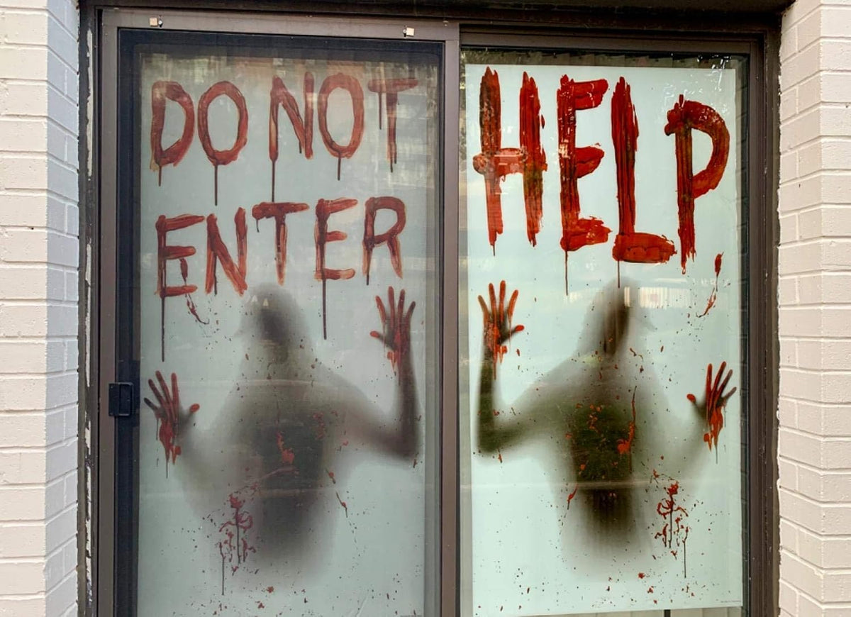 No Adhesive Halloween Window Clings – Safe Reusable Bloody Static Cling Posters, 2 Pack 60x60 Inch Decor with Zero Glass Damage