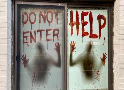 No Adhesive Halloween Window Clings – Safe Reusable Bloody Static Cling Posters, 2 Pack 60x60 Inch Decor with Zero Glass Damage