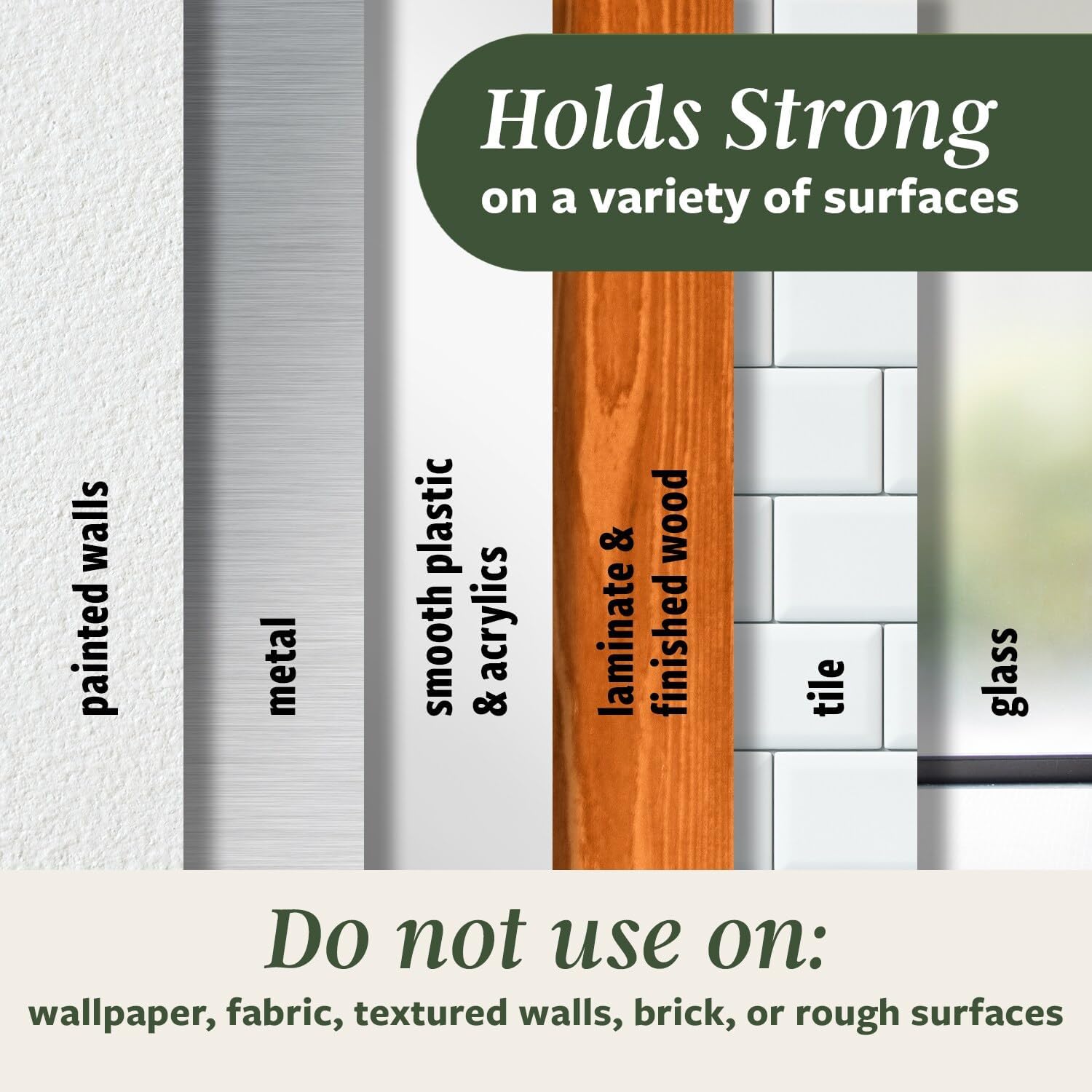 reusable design compatible with command refill strips for repeated repositioning