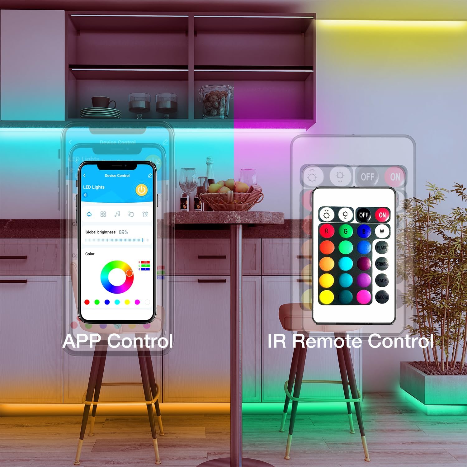 rgb multicolor changing with dimmable brightness