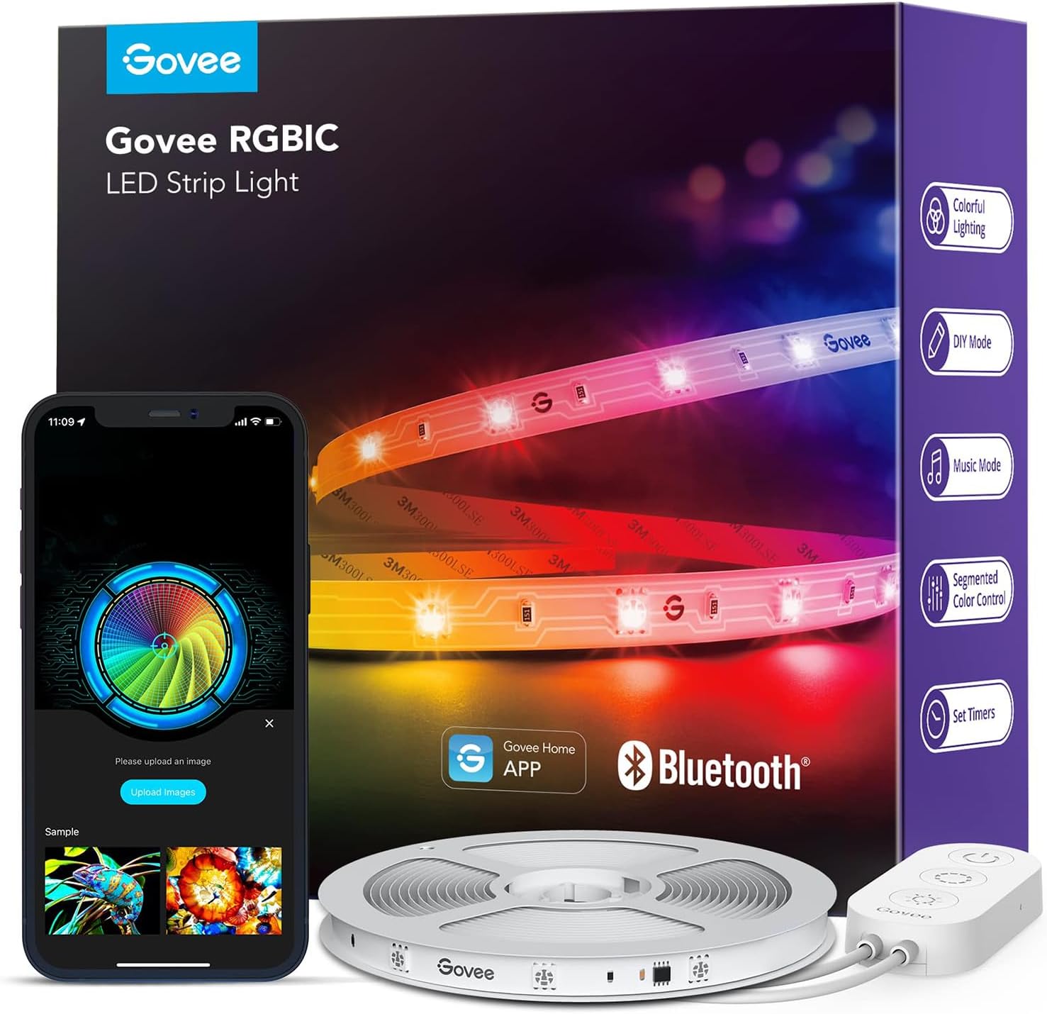 rgbic multi-color-on-one-line led technology for simultaneous multi-zone color display