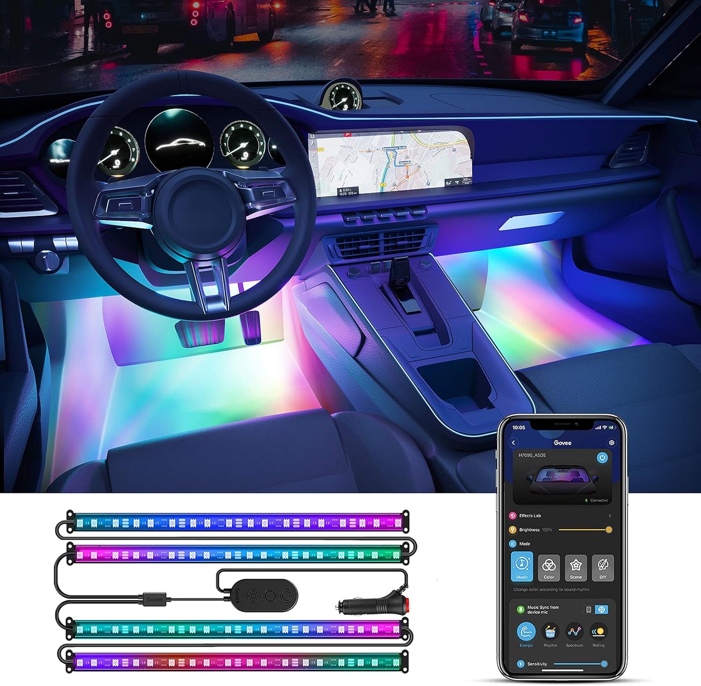 rgbic segmented color control for multi-color simultaneous displays