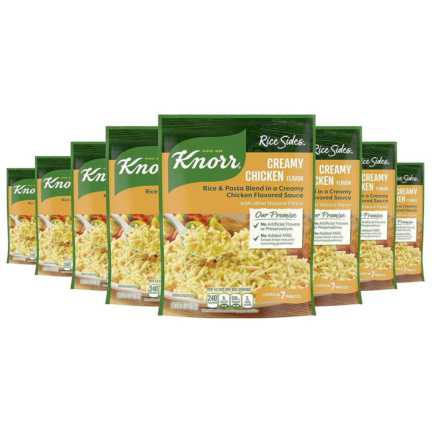 rice and pasta blend base with creamy chicken-flavored sauce