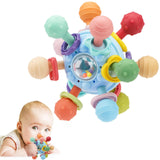 Baby Montessori Sensory Teething Toy for Nursery & Playroom, 12-Color Silicone Rattle Ball 0-12 Months