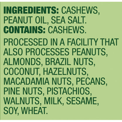 roasted and salted cashew flavor profile with no added sugar