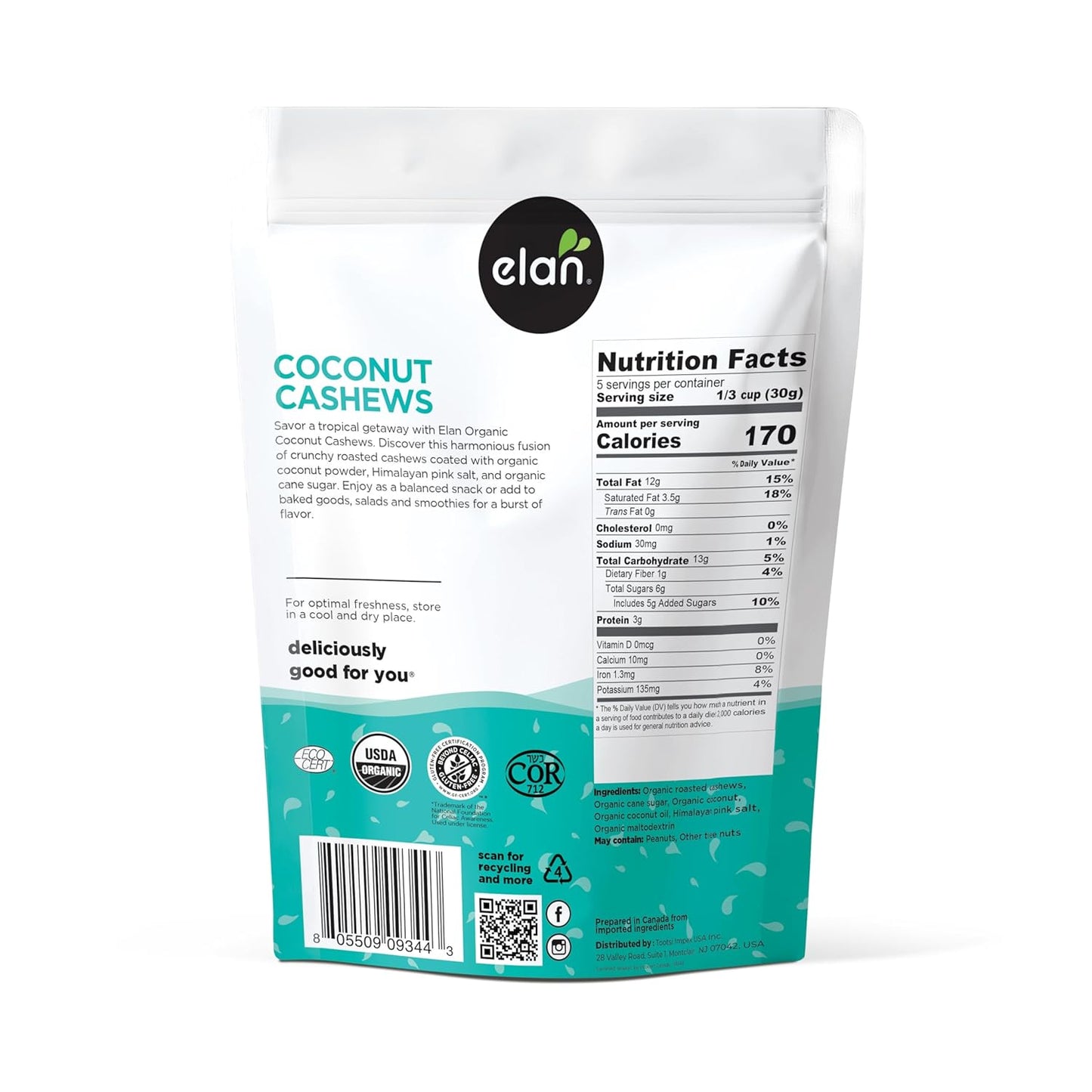 roasted cashew base coated in organic coconut milk powder